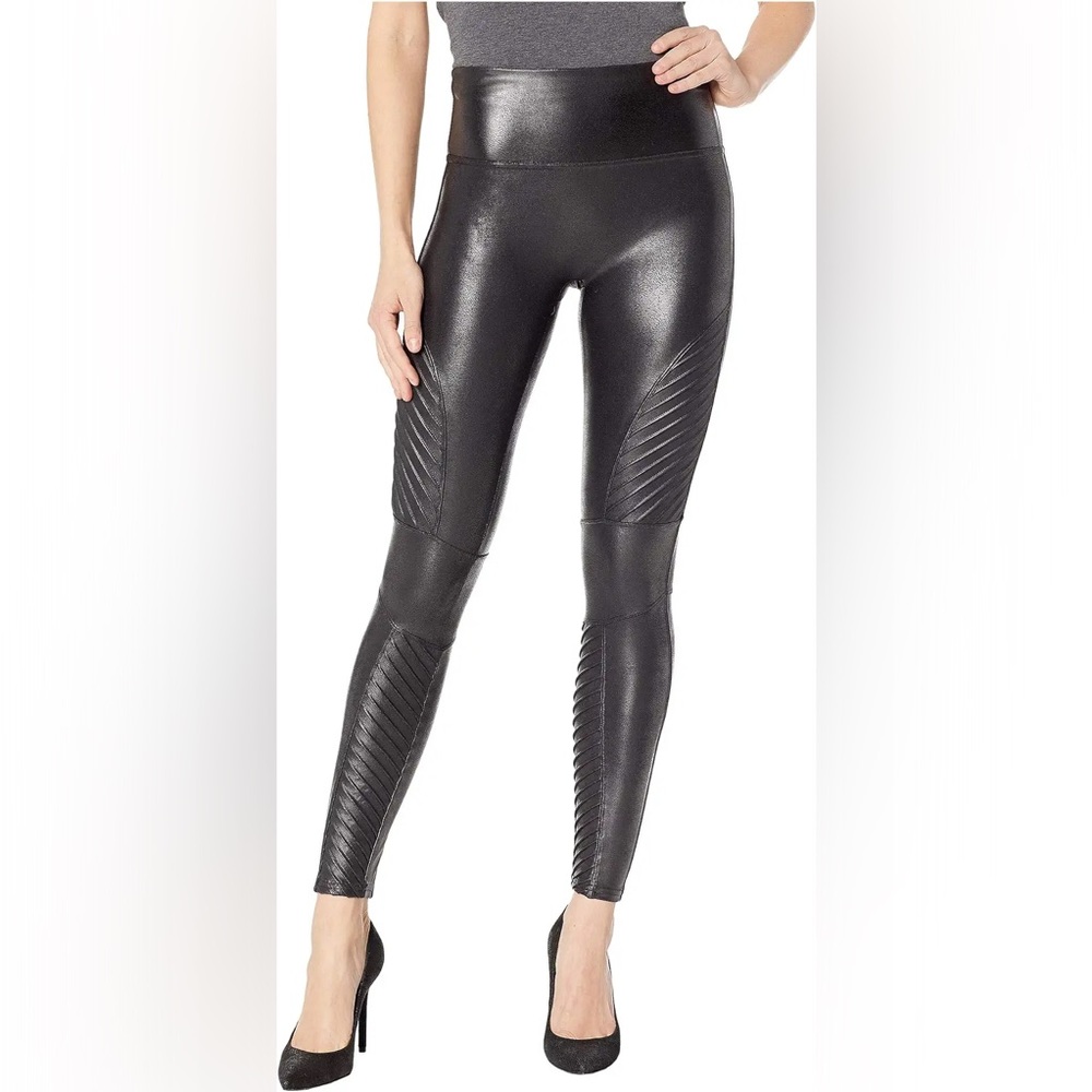 SPANX moto metallic leggings, size M